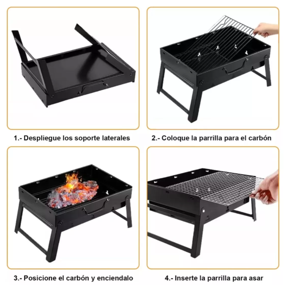 ASADOR PORTÁTIL AL CARBÓN - Parrilla Plegable